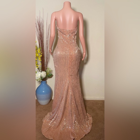 Rose Gold sequined floor length dress - Picture 4 of 5
